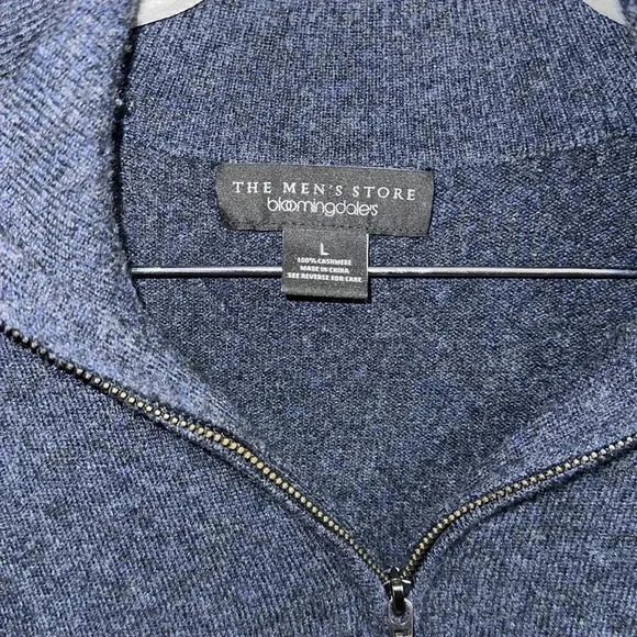 Bloomingdale’s Navy Blue 100% Cashmere 1/4 Zip Pullover Size Large - Picture 7 of 8